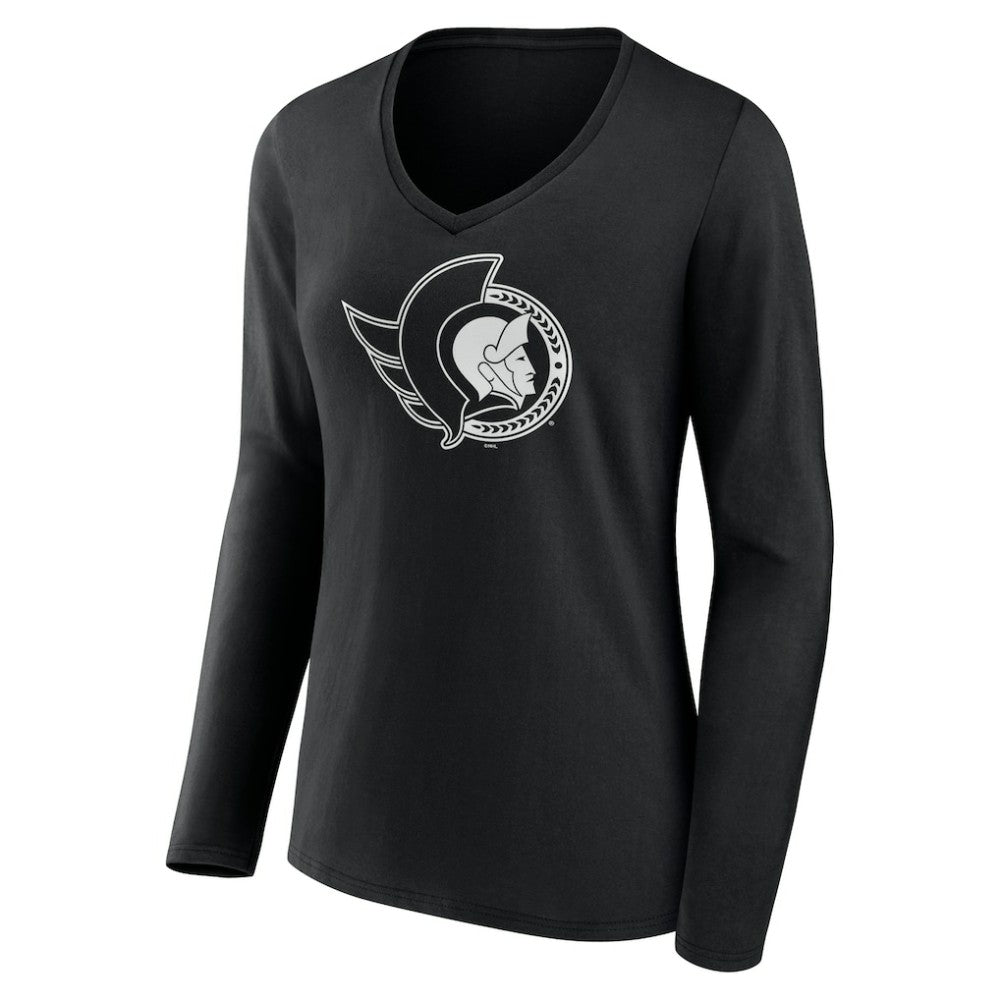 Ottawa Senators Women's Personalized Name & Number Monochrome Long Sleeve V-Neck T-Shirt -  NHL T-shirts
