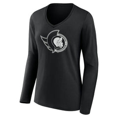 Ottawa Senators Women's Personalized Name & Number Monochrome Long Sleeve V-Neck T-Shirt -  NHL T-shirts