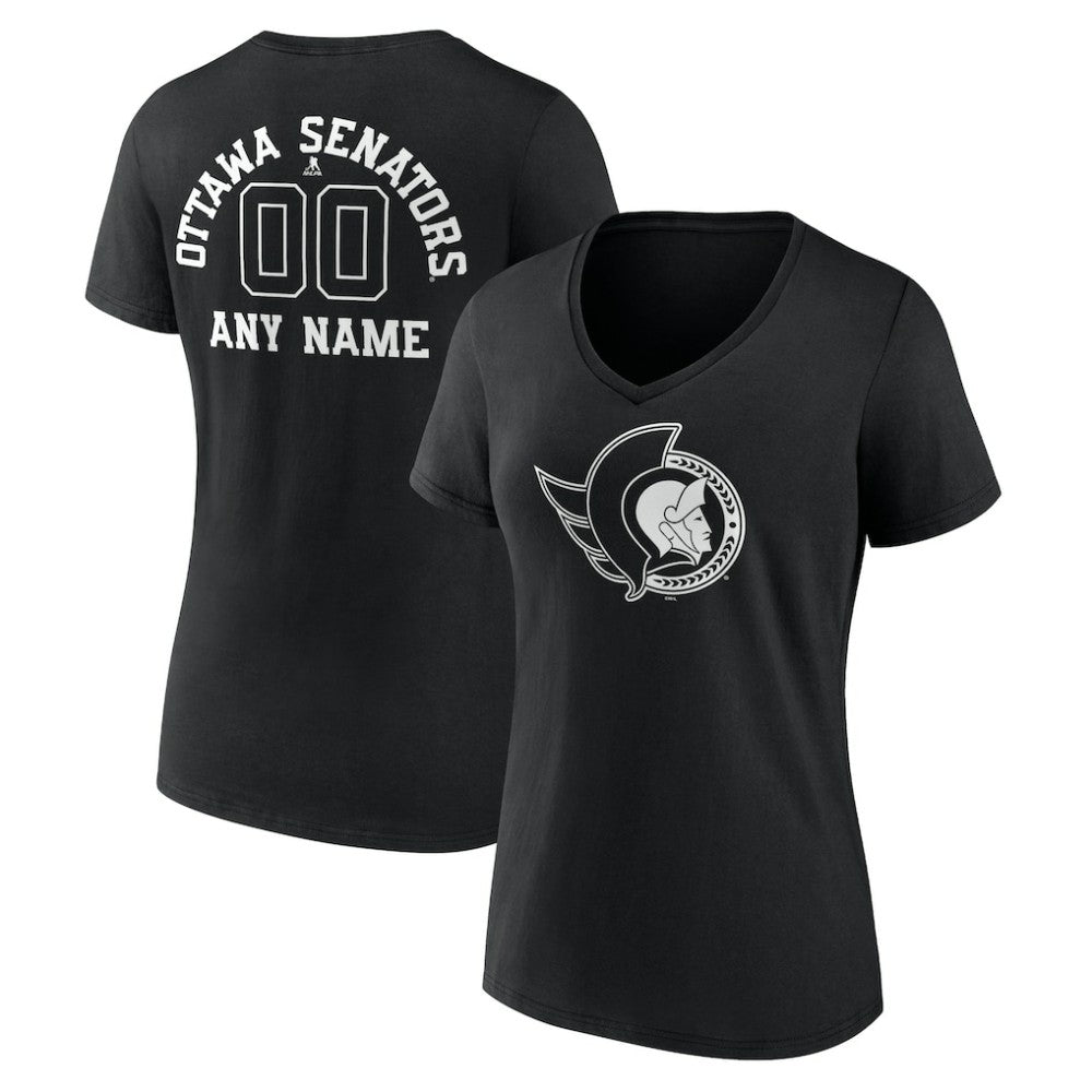 Ottawa Senators Women's Personalized Name & Number Monochrome V-Neck T-Shirt -  NHL T-shirts