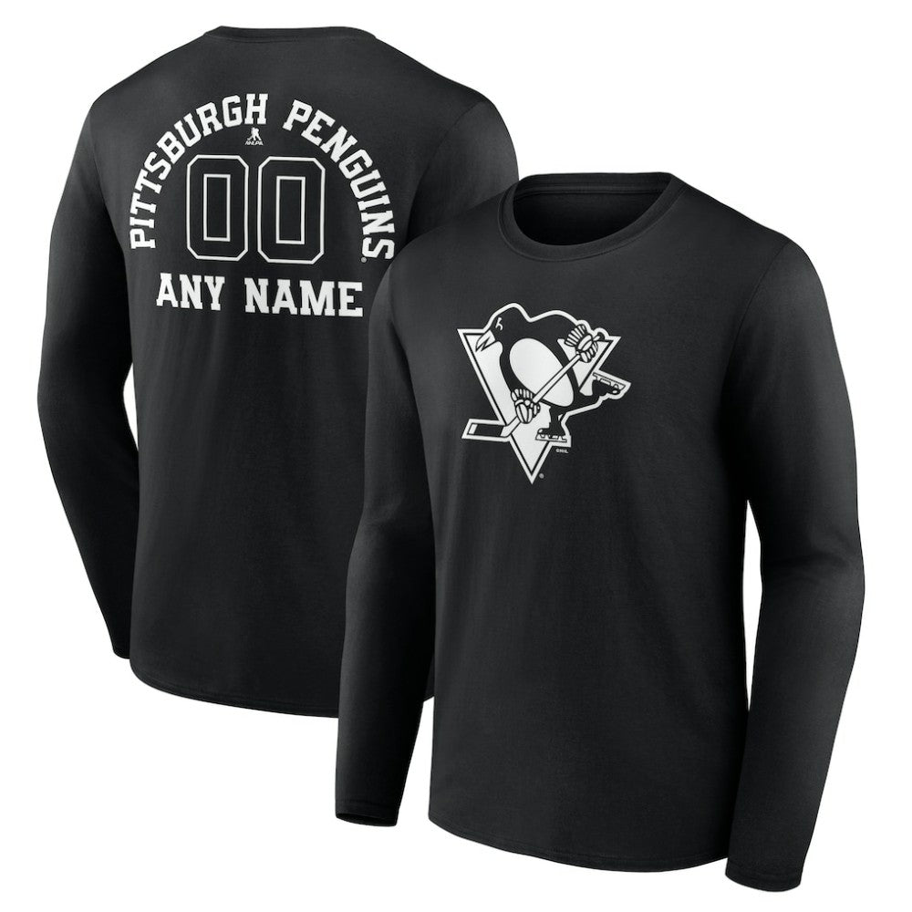 Pittsburgh Penguins Personalized Name & Number Monochrome Long Sleeve T-Shirt -  NHL T-shirts