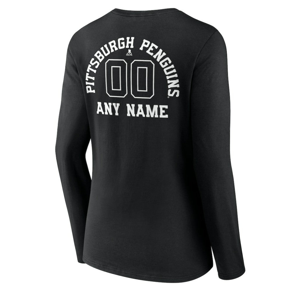 Pittsburgh Penguins Women's Personalized Name & Number Monochrome Long Sleeve V-Neck T-Shirt -  NHL T-shirts