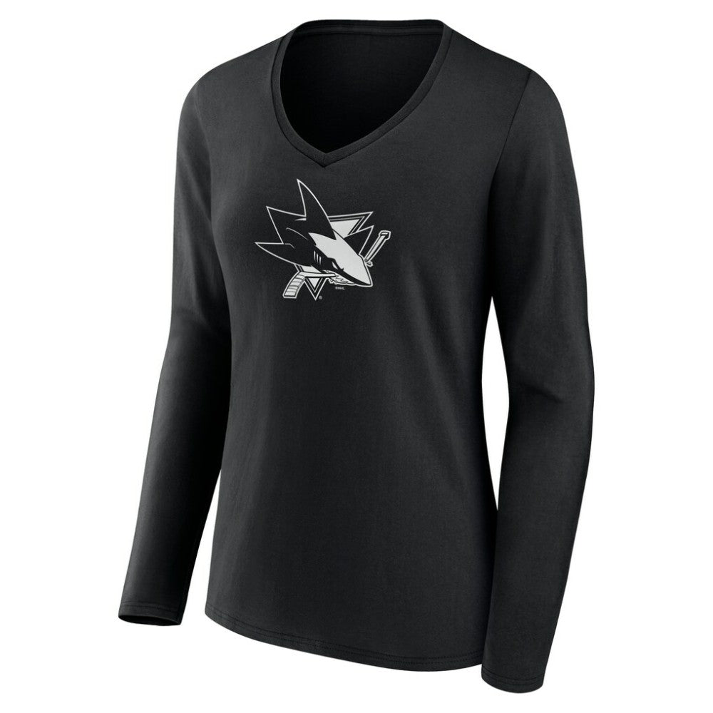 San Jose Sharks Women's Personalized Name & Number Monochrome Long Sleeve V-Neck T-Shirt -  NHL T-shirts