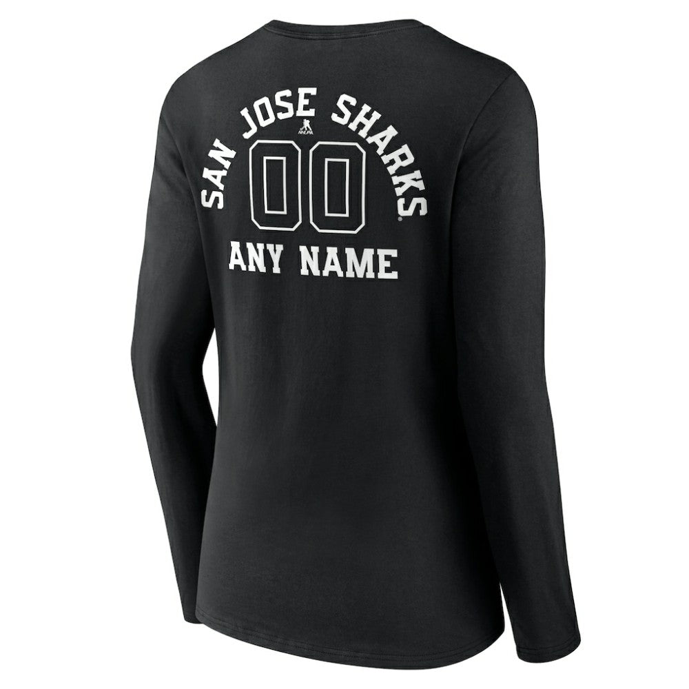San Jose Sharks Women's Personalized Name & Number Monochrome Long Sleeve V-Neck T-Shirt -  NHL T-shirts