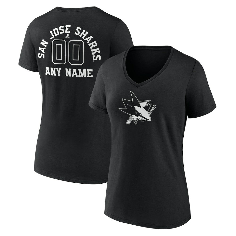 San Jose Sharks Women's Personalized Name & Number Monochrome V-Neck T-Shirt -  NHL T-shirts