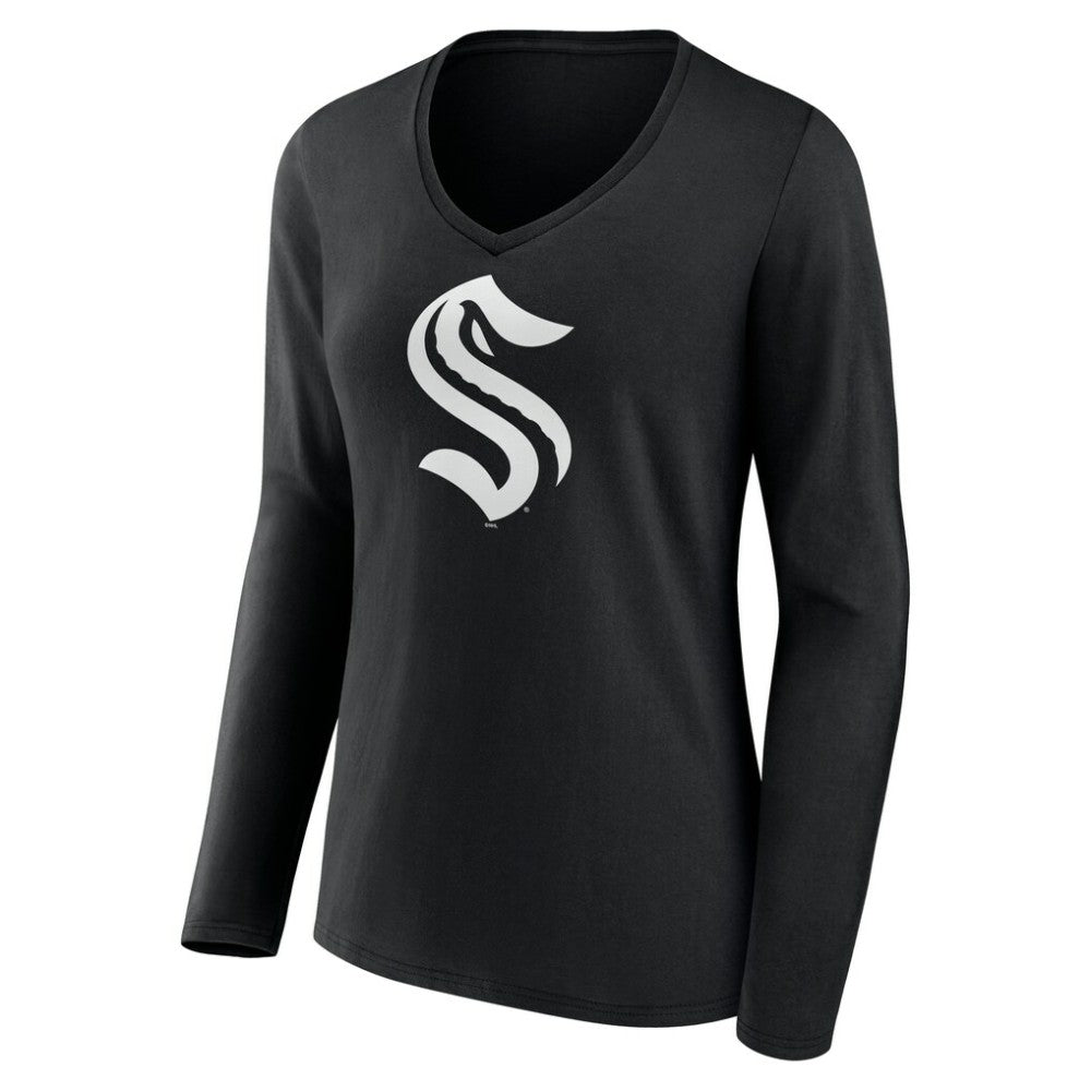 Seattle Kraken Women's Personalized Name & Number Monochrome Long Sleeve V-Neck T-Shirt -  NHL T-shirts