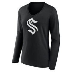 Seattle Kraken Women's Personalized Name & Number Monochrome Long Sleeve V-Neck T-Shirt -  NHL T-shirts