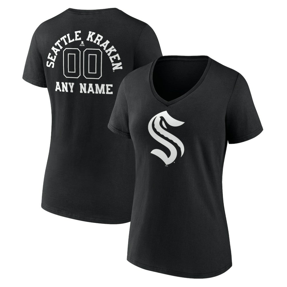 Seattle Kraken Women's Personalized Name & Number Monochrome V-Neck T-Shirt -  NHL T-shirts