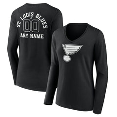 St. Louis Blues Women's Personalized Name & Number Monochrome Long Sleeve V-Neck T-Shirt -  NHL T-shirts