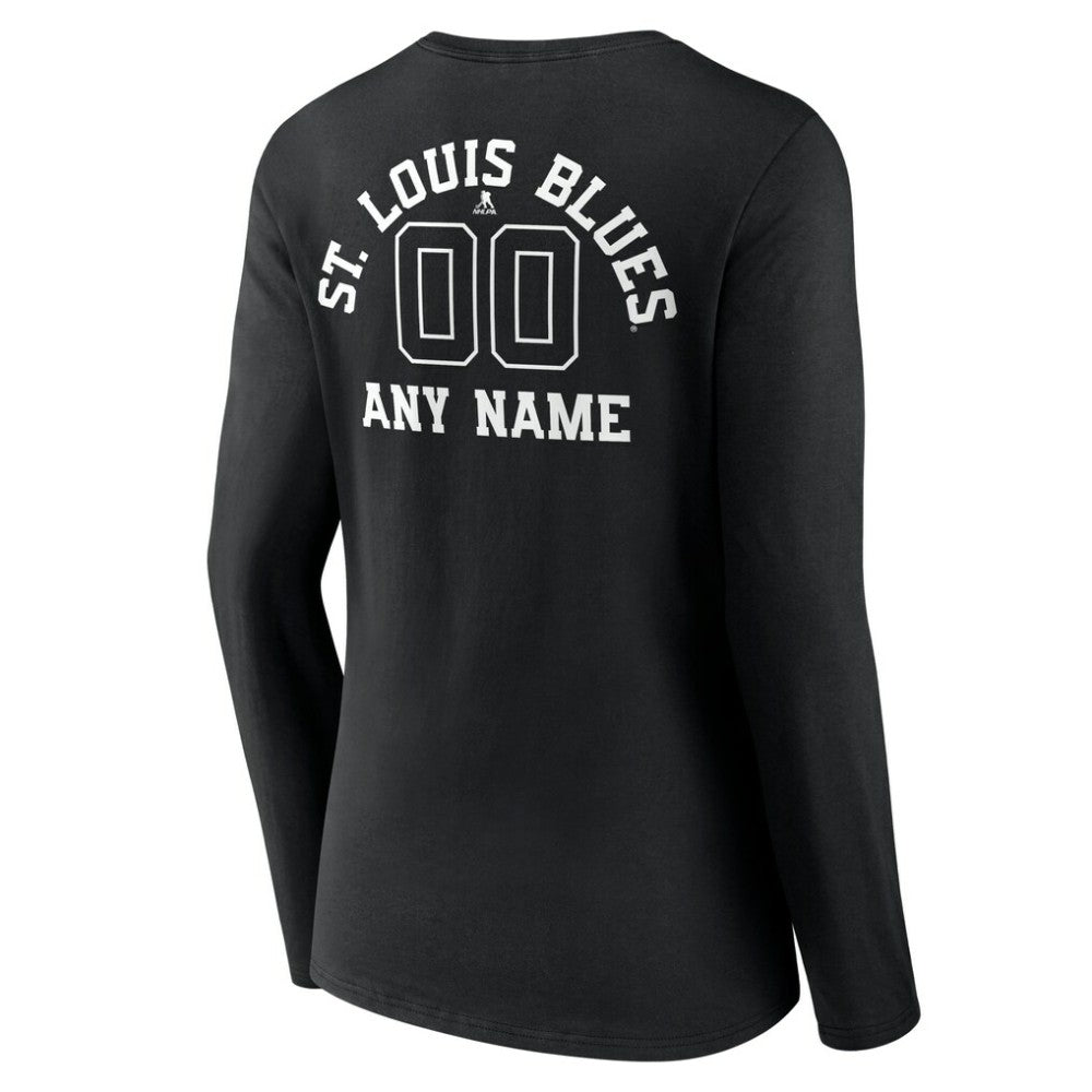 St. Louis Blues Women's Personalized Name & Number Monochrome Long Sleeve V-Neck T-Shirt -  NHL T-shirts