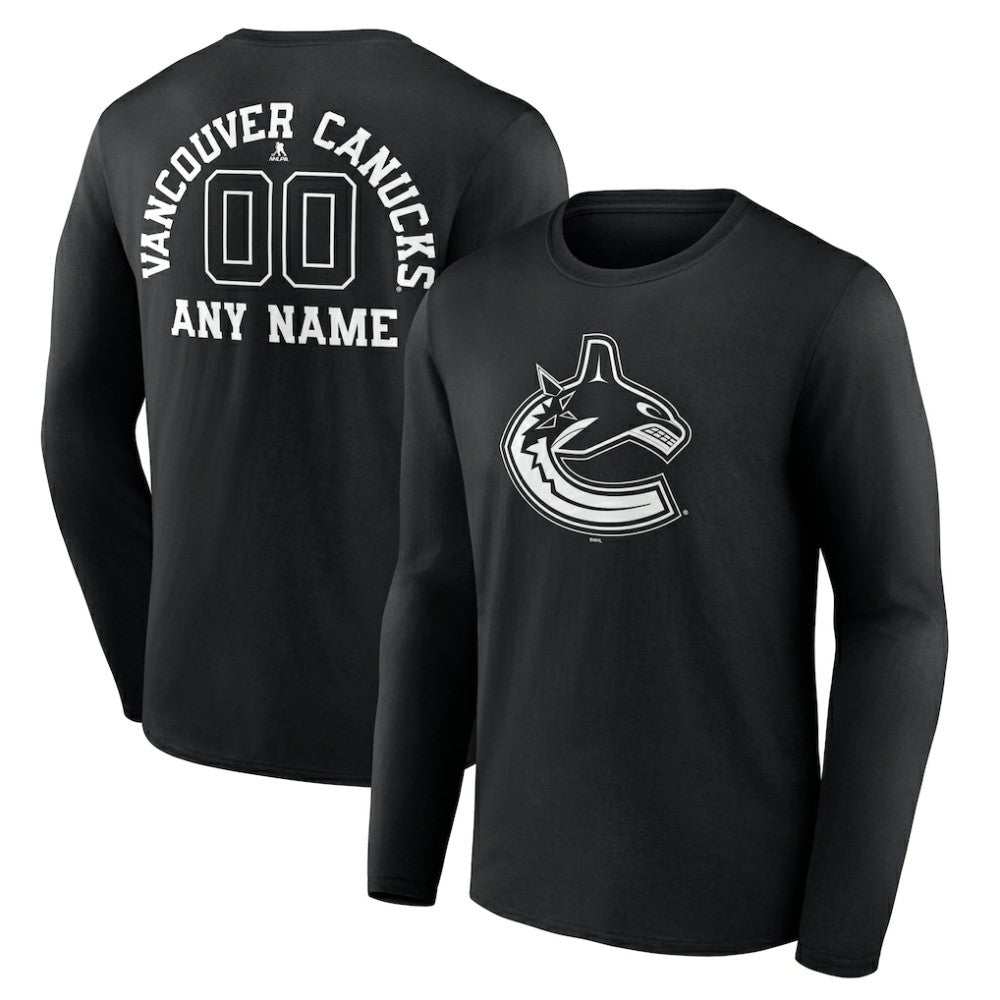 Vancouver Canucks Personalized Name & Number Monochrome Long Sleeve T-Shirt -  NHL T-shirts