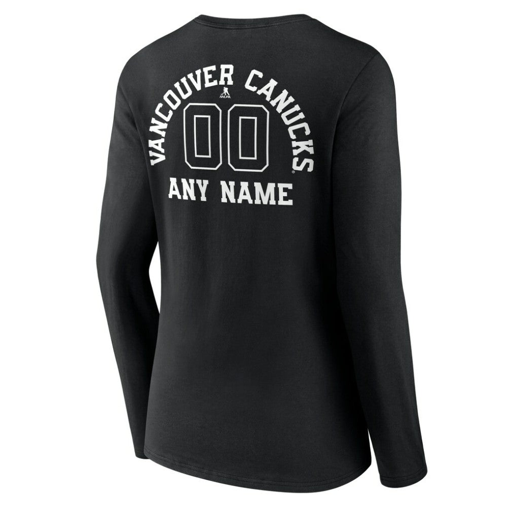 Vancouver Canucks Women's Personalized Name & Number Monochrome Long Sleeve V-Neck T-Shirt -  NHL T-shirts