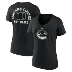 Vancouver Canucks Women's Personalized Name & Number Monochrome V-Neck T-Shirt -  NHL T-shirts