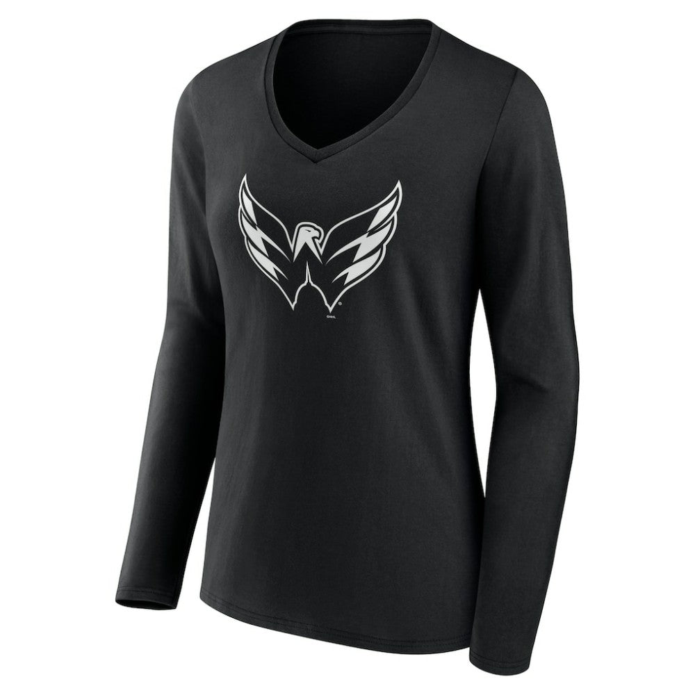 Washington Capitals Women's Personalized Name & Number Monochrome Long Sleeve V-Neck T-Shirt -  NHL T-shirts