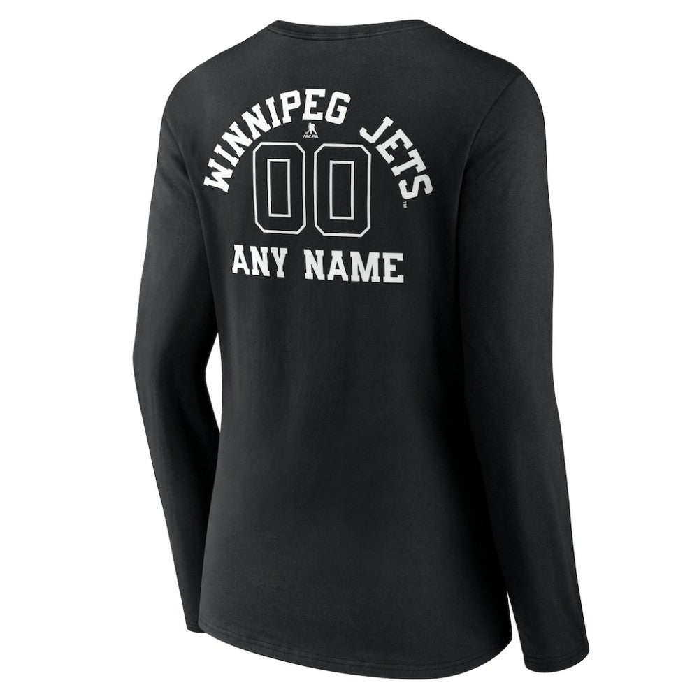 Winnipeg Jets Women's Personalized Name & Number Monochrome Long Sleeve V-Neck T-Shirt -  NHL T-shirts