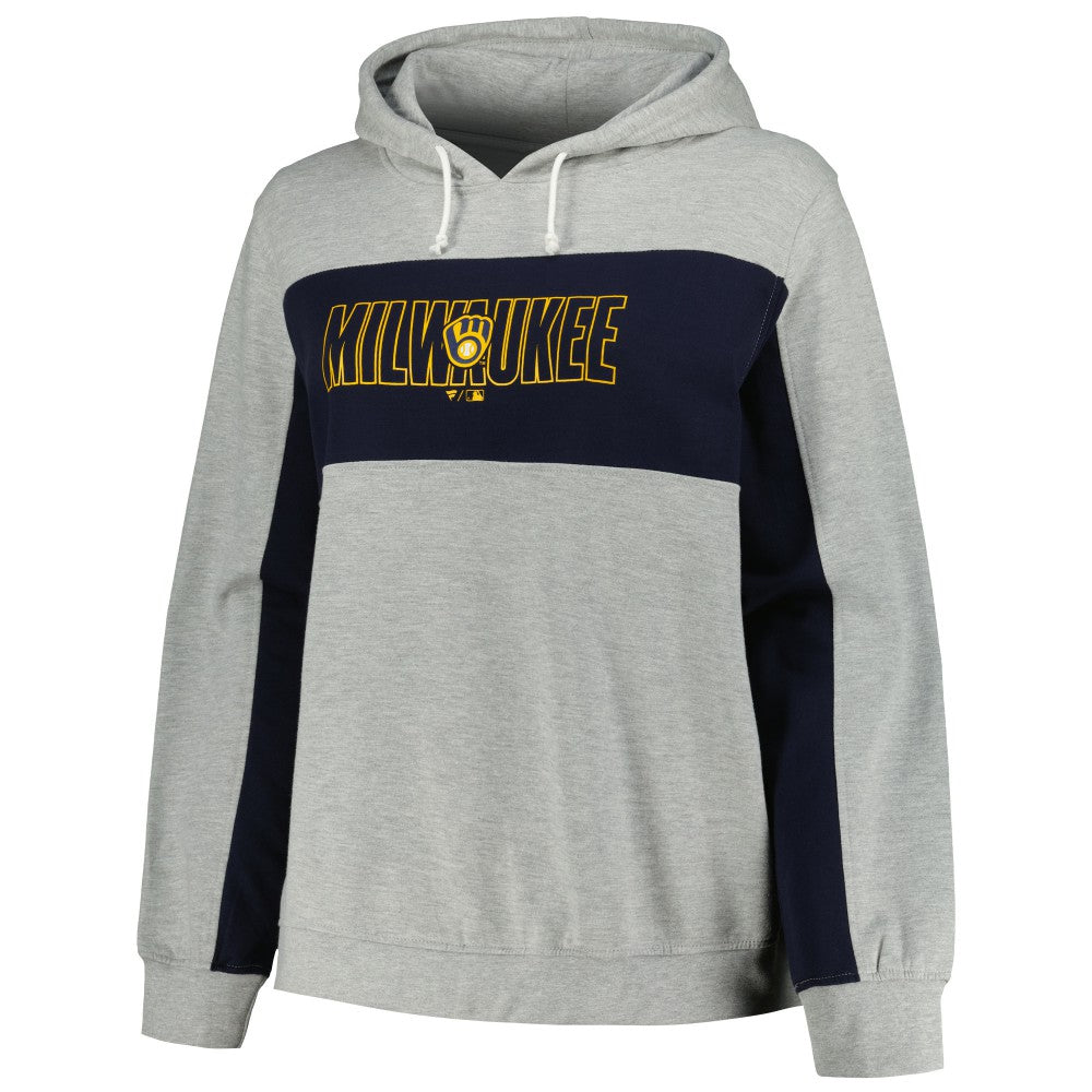 Milwaukee Brewers Profile Women's Plus Size Pullover Jersey Hoodie - MLB Jerseys