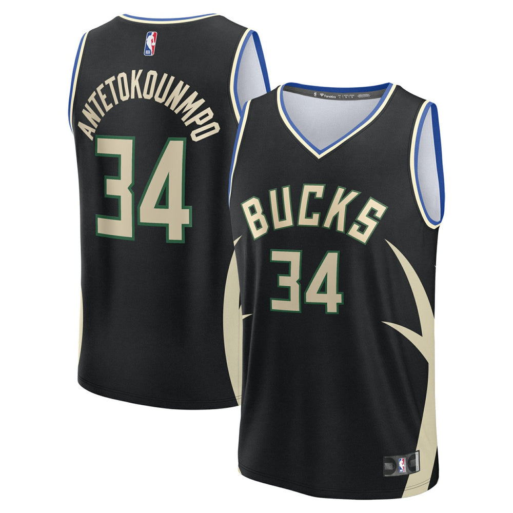 Black Giannis Antetokounmpo Milwaukee Bucks Fast Break Replica Player Jersey | NBA