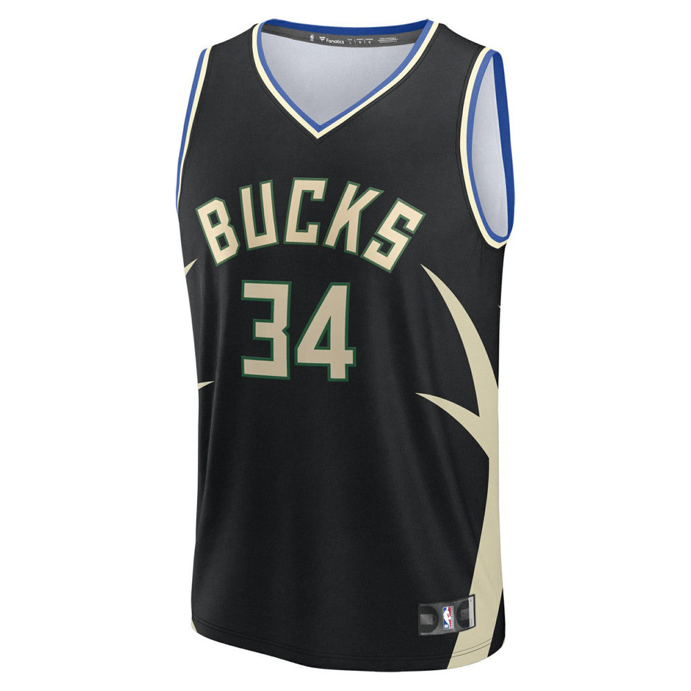 Black Giannis Antetokounmpo Milwaukee Bucks Fast Break Replica Player Jersey | NBA