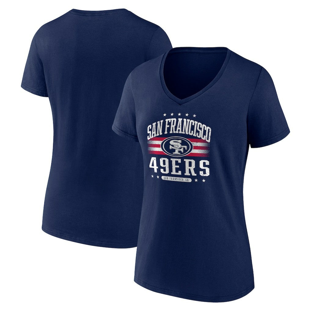 San Francisco 49ers Women's Americana Team V-Neck T-Shirt | NFL Hot