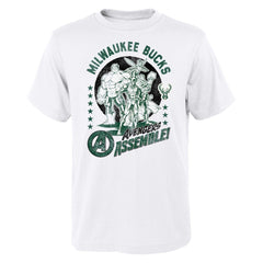 White Milwaukee Bucks Youth NBA x Marvel Avengers Squad T-Shirt | NBA