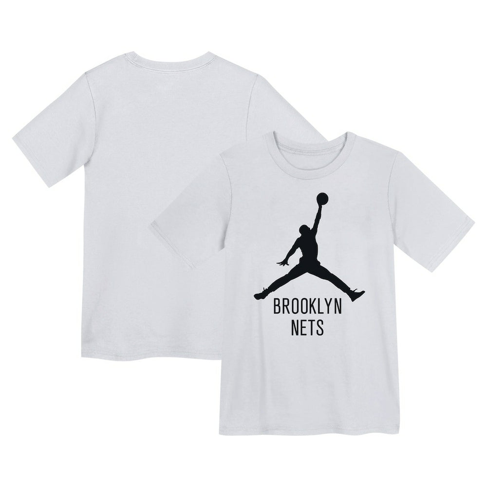 White Brooklyn Nets Jordan Brand Preschool Essential Jumpman T-Shirt | NBA