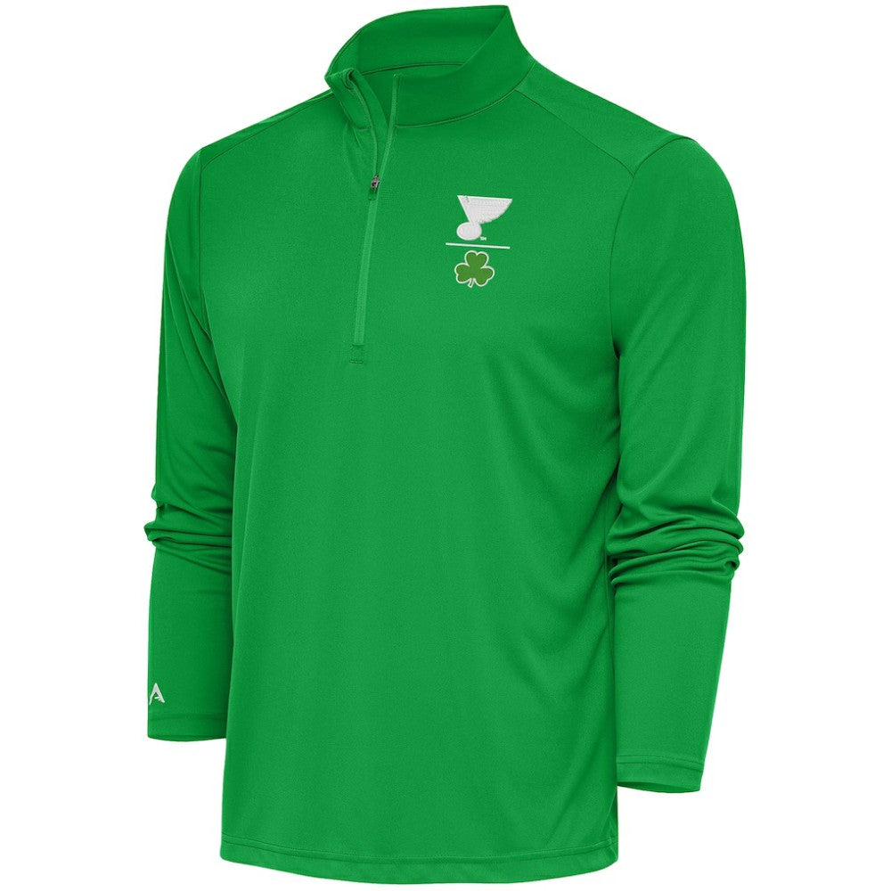 St. Louis Blues Antigua Shamrock Tribute Quarter-Zip Pullover Top -  NHL Pullover
