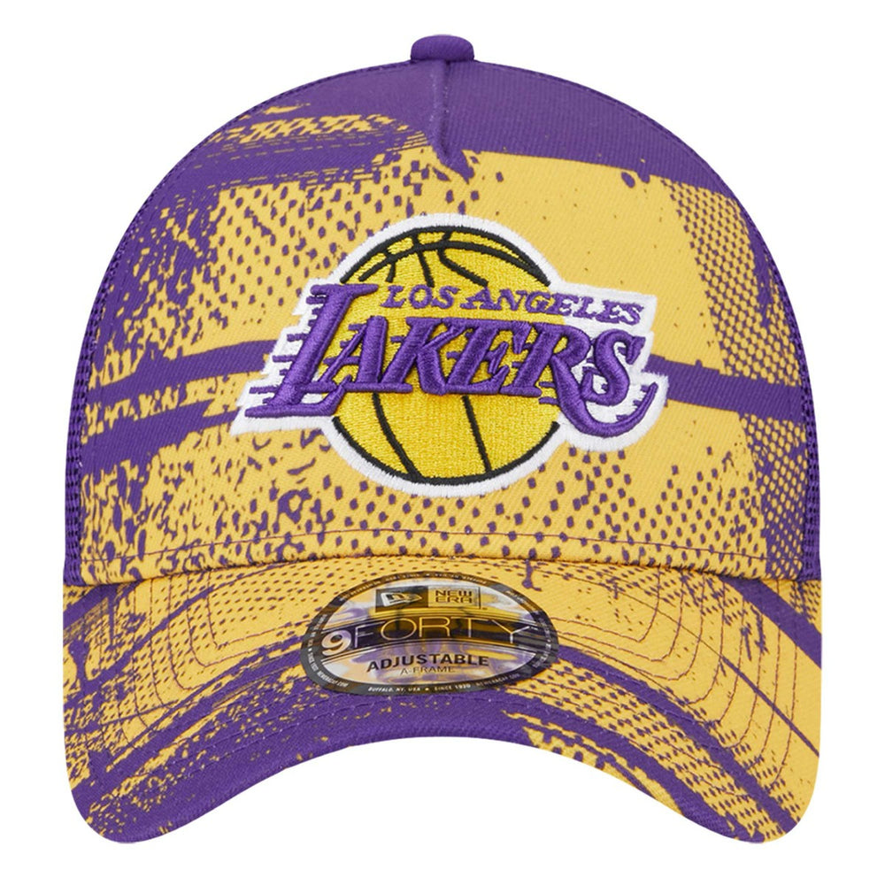 Purple/Gold Los Angeles Lakers Tip Off A-Frame Trucker 9FORTY Adjustable Hat | NBA