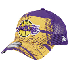 Purple/Gold Los Angeles Lakers Tip Off A-Frame Trucker 9FORTY Adjustable Hat | NBA