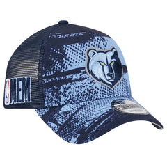 Navy/Light Blue Memphis Grizzlies Tip Off A-Frame Trucker 9FORTY Adjustable Hat | NBA