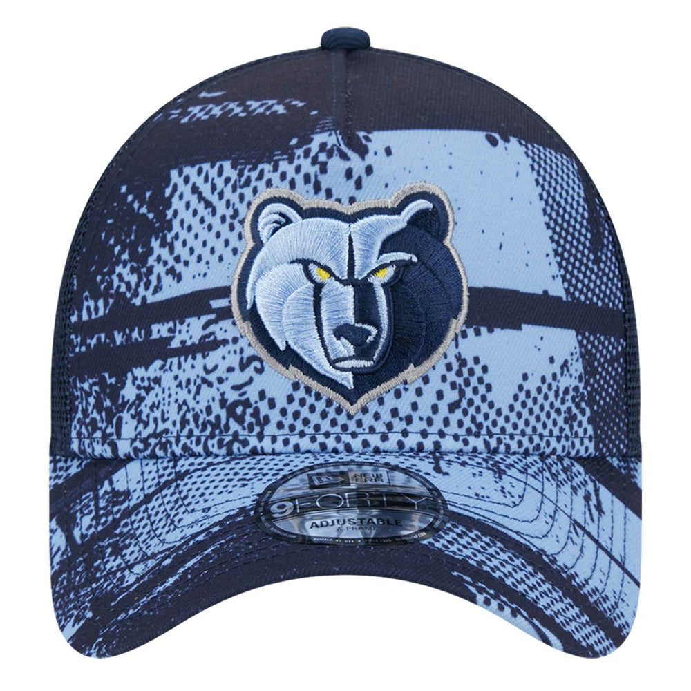 Navy/Light Blue Memphis Grizzlies Tip Off A-Frame Trucker 9FORTY Adjustable Hat | NBA