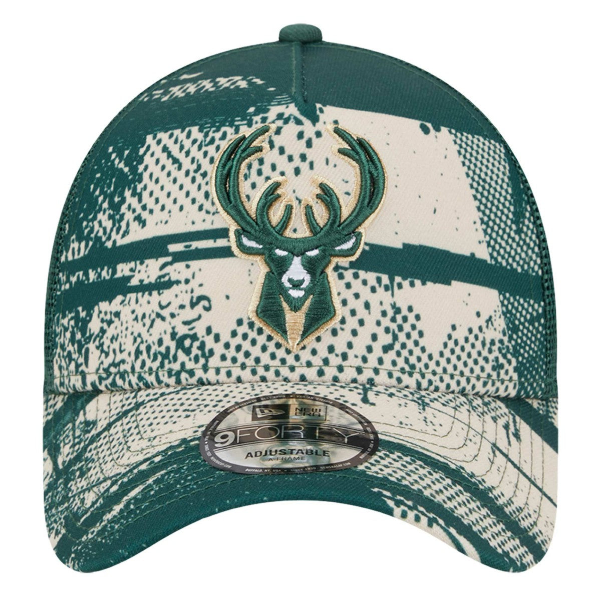 Hunter Green/Cream Milwaukee Bucks Tip Off A-Frame Trucker 9FORTY Adjustable Hat | NBA