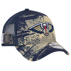 Navy/Gold New Orleans Pelicans Tip Off A-Frame Trucker 9FORTY Adjustable Hat | NBA