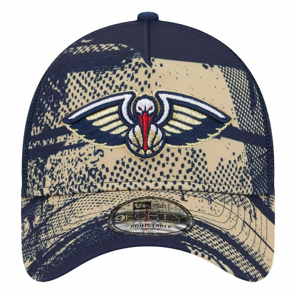 Navy/Gold New Orleans Pelicans Tip Off A-Frame Trucker 9FORTY Adjustable Hat | NBA