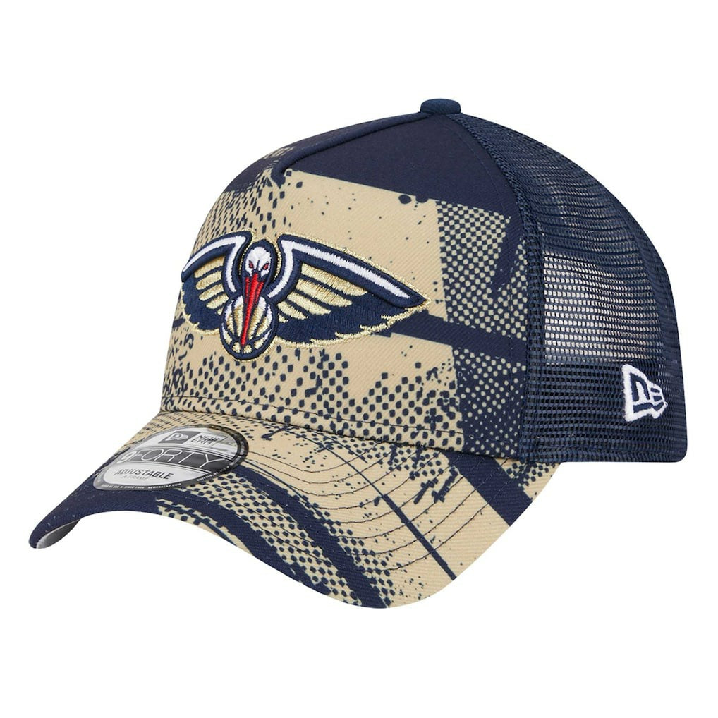 Navy/Gold New Orleans Pelicans Tip Off A-Frame Trucker 9FORTY Adjustable Hat | NBA