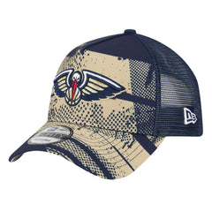 Navy/Gold New Orleans Pelicans Tip Off A-Frame Trucker 9FORTY Adjustable Hat | NBA