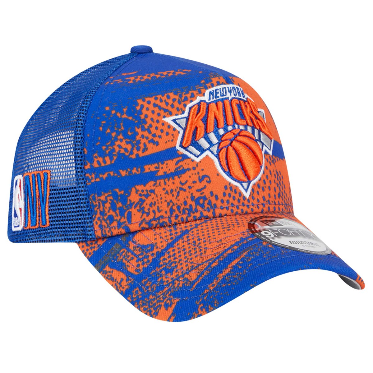 Blue/Orange New York Knicks Tip Off A-Frame Trucker 9FORTY Adjustable Hat | NBA
