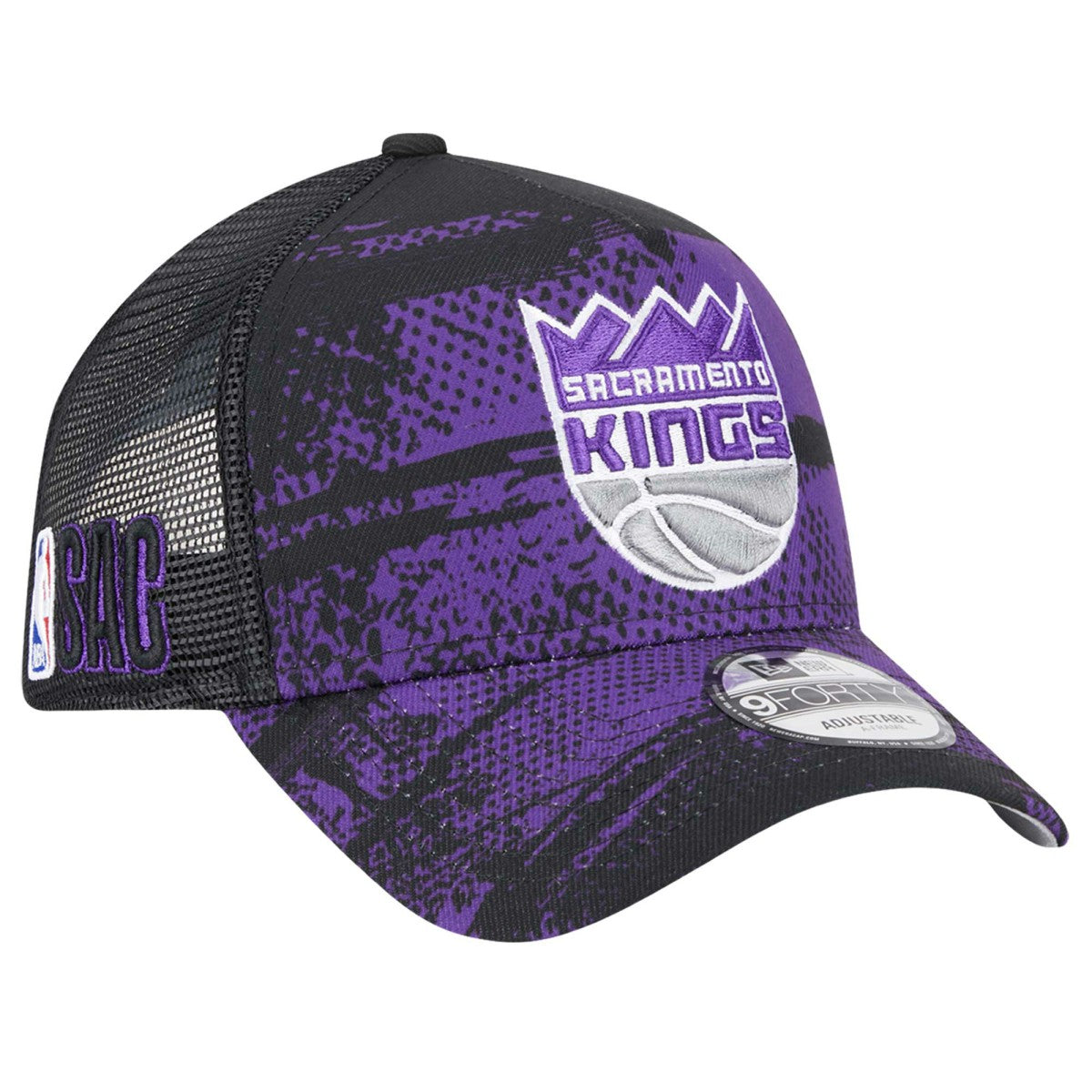Black/Purple Sacramento Kings Tip Off A-Frame Trucker 9FORTY Adjustable Hat | NBA