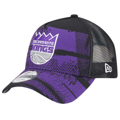 Black/Purple Sacramento Kings Tip Off A-Frame Trucker 9FORTY Adjustable Hat | NBA