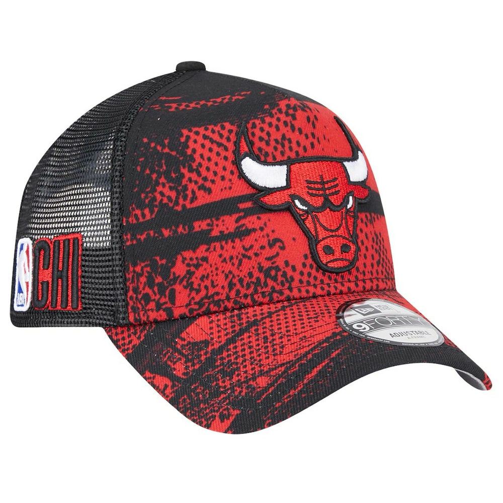Black/Red Chicago Bulls Tip Off A-Frame Trucker 9FORTY Adjustable Hat | NBA