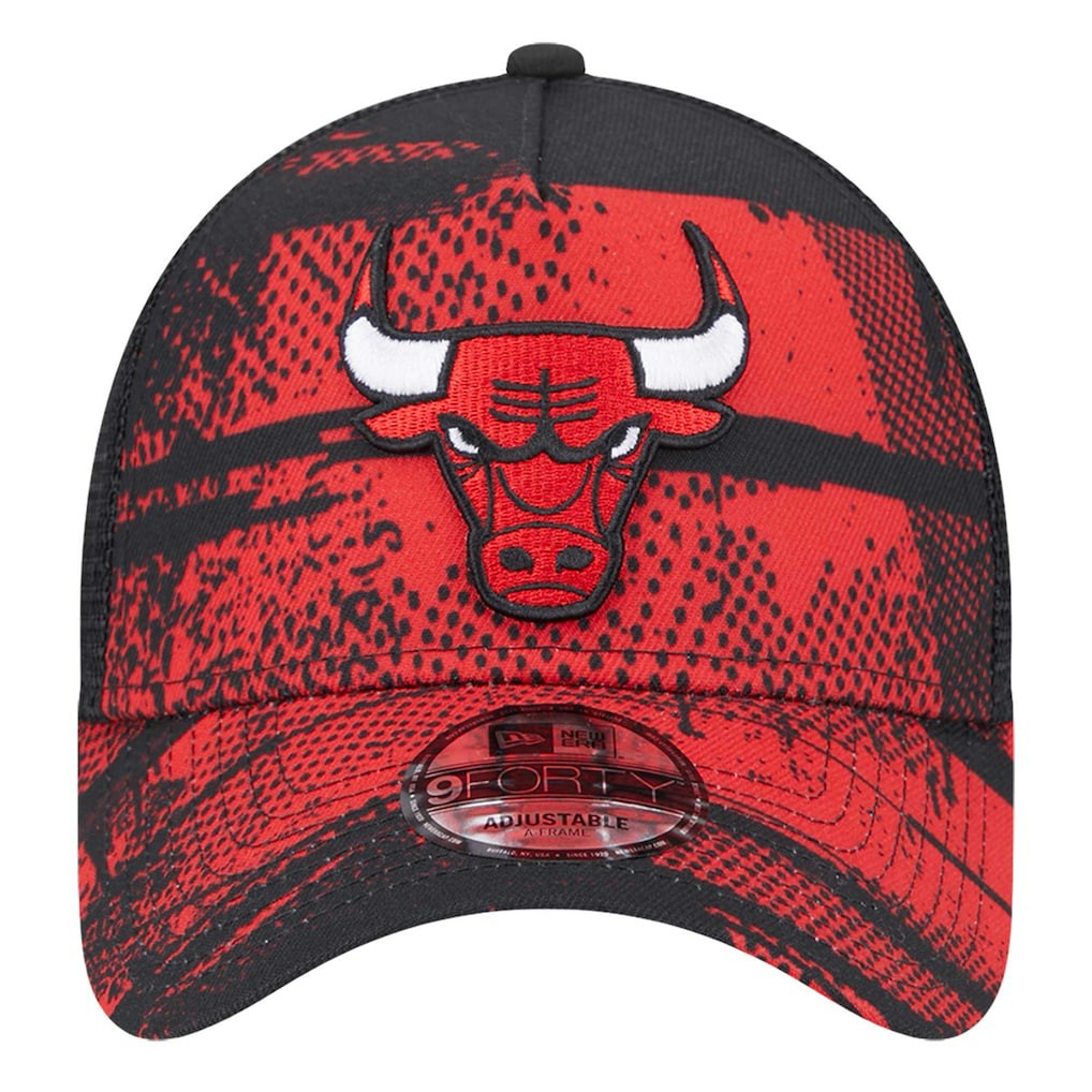 Black/Red Chicago Bulls Tip Off A-Frame Trucker 9FORTY Adjustable Hat | NBA