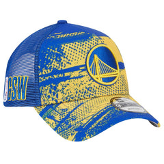 Royal/Gold Golden State Warriors Tip Off A-Frame Trucker 9FORTY Adjustable Hat sale | NBA