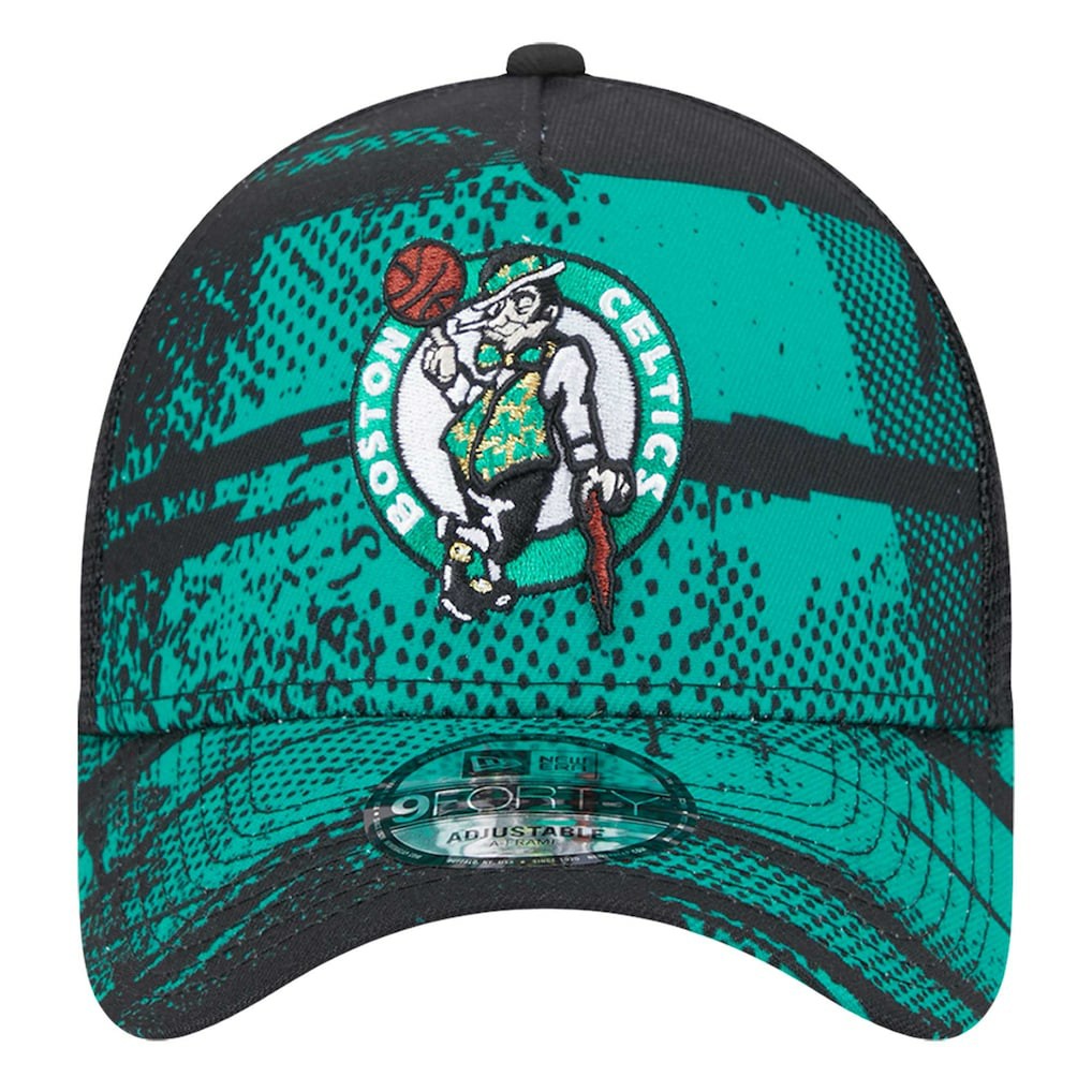 Black/Kelly Green Boston Celtics Tip Off A-Frame Trucker 9FORTY Adjustable Hat | NBA