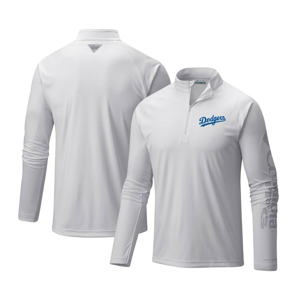 Los Angeles Dodgers Columbia Terminal Tackle Omni-Shade Raglan Quarter-Zip Pullover Top - MLB Pullover