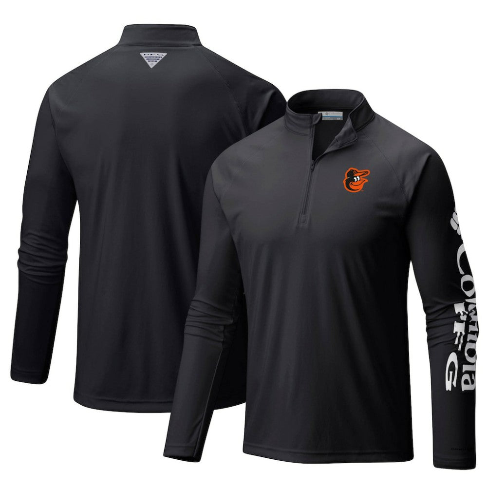 Baltimore Orioles Columbia Terminal Tackle Omni-Shade Raglan Quarter-Zip Pullover Top - MLB Pullover