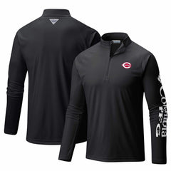 Cincinnati Reds Columbia Terminal Tackle Omni-Shade Raglan Quarter-Zip Pullover Top - MLB Pullover