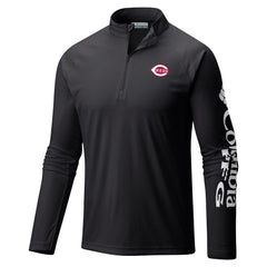 Cincinnati Reds Columbia Terminal Tackle Omni-Shade Raglan Quarter-Zip Pullover Top - MLB Pullover
