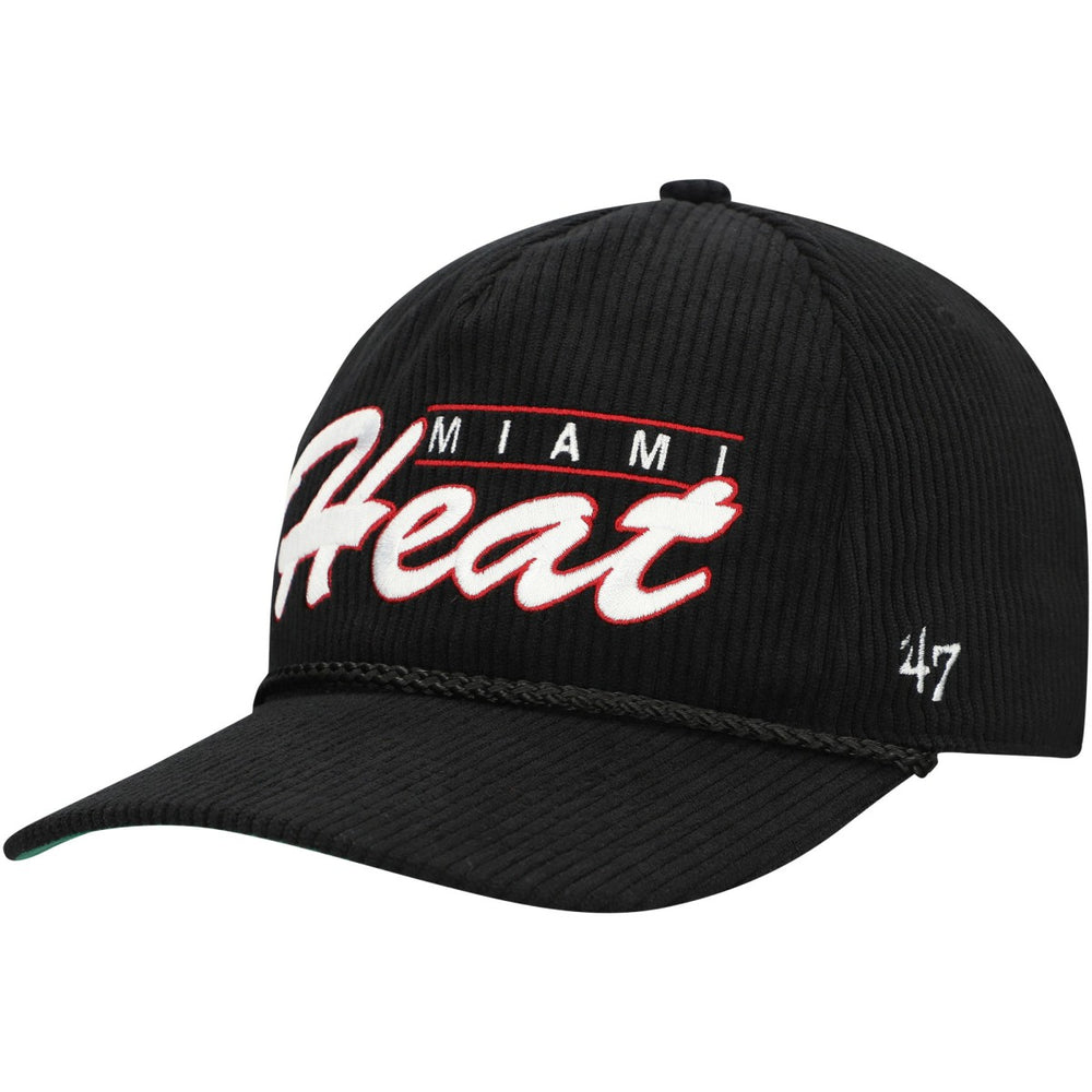 Black Miami Heat '47 Double Header Sidepatch Cord Hitch Adjustable Hat | NBA