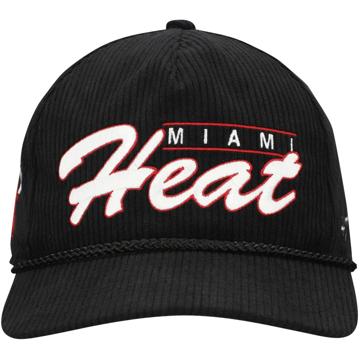 Black Miami Heat '47 Double Header Sidepatch Cord Hitch Adjustable Hat | NBA