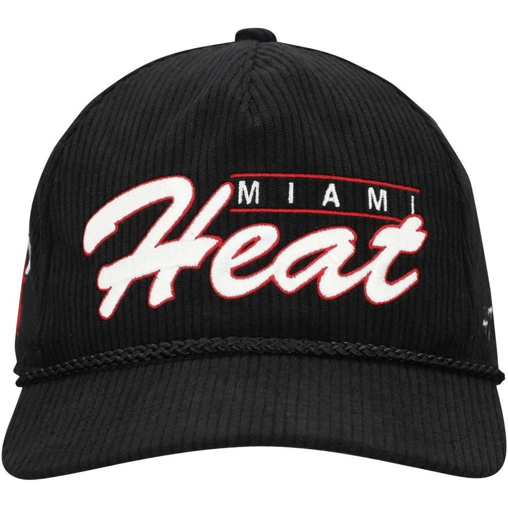 Black Miami Heat '47 Double Header Sidepatch Cord Hitch Adjustable Hat | NBA