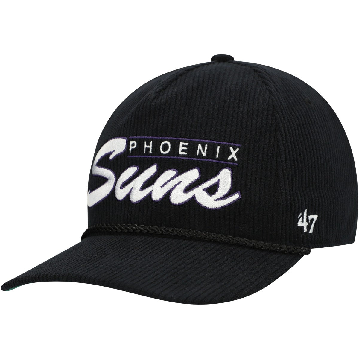 Black Phoenix Suns '47 Double Header Sidepatch Cord Hitch Adjustable Hat | NBA