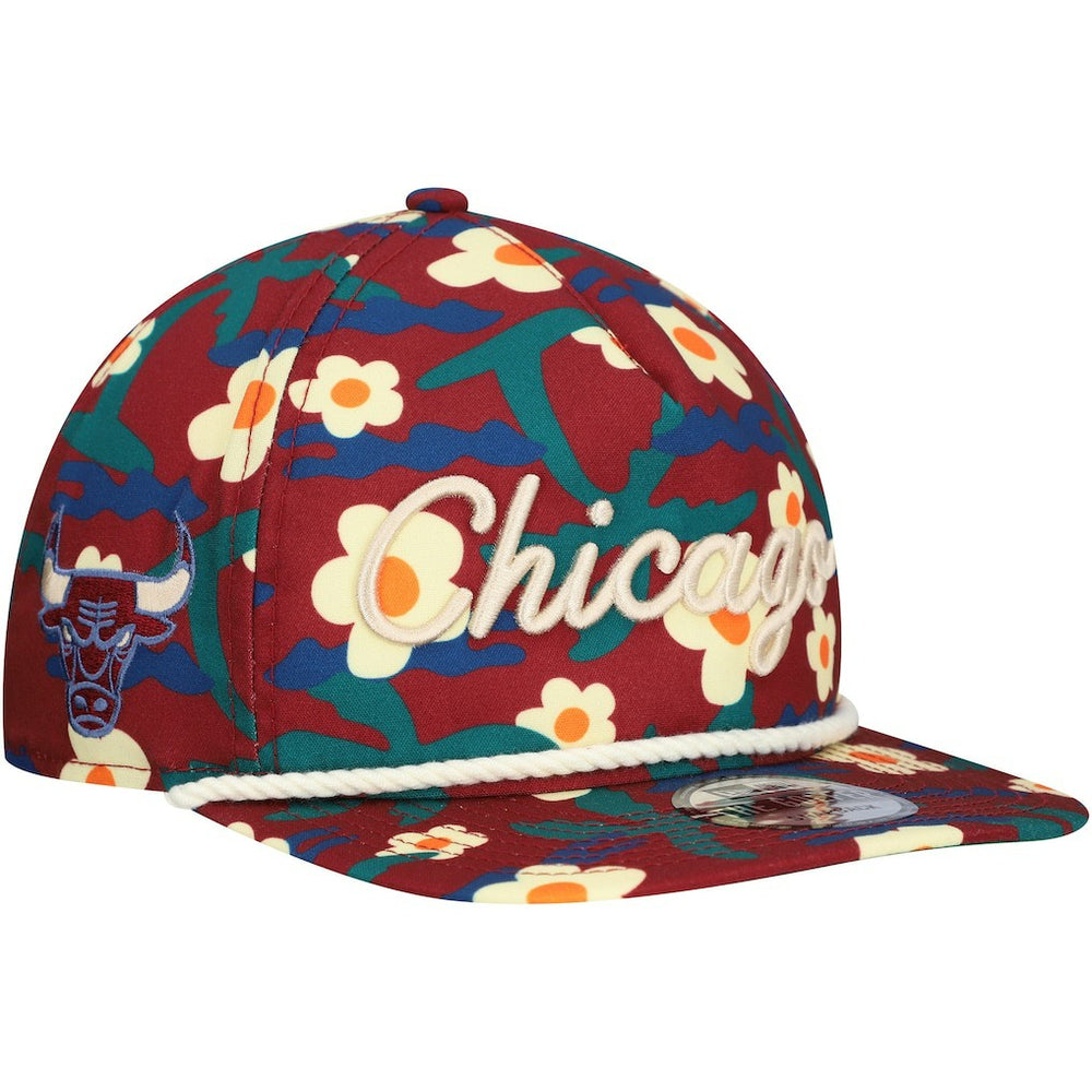 Crimson Chicago Bulls Vacation Floral Golfer Snapback Hat | NBA